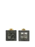 CHANEL Pre-Owned 2000 Brass Rhinestone Square Clip On costume earrings - Silver