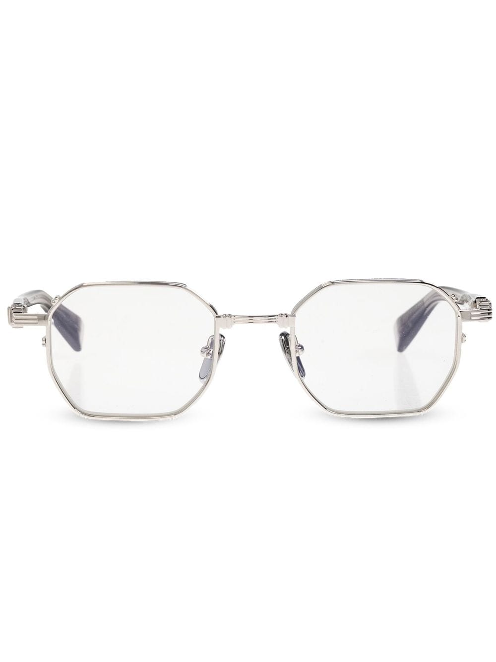 Shop Balmain Eyewear Geometric-frame Glasses In 银色