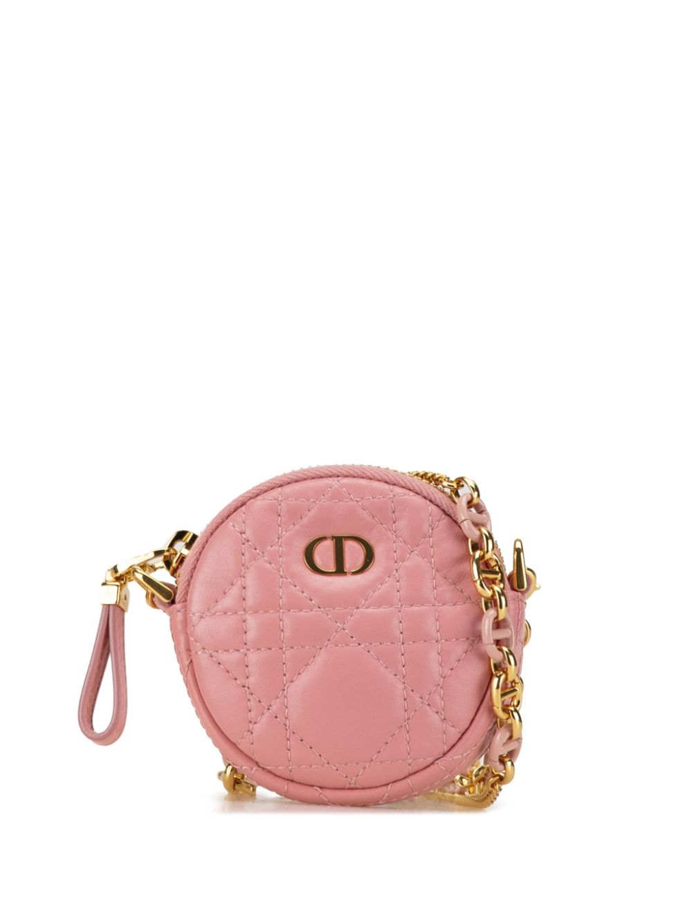 Christian Dior Pre-Owned 2021 Mini Lambskin Cannage Round Caro Pouch crossbody bag - Pink