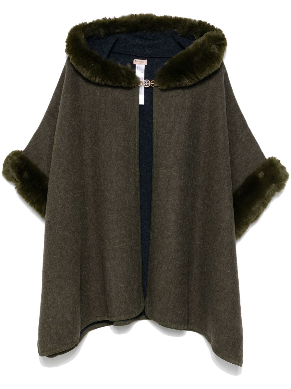 faux-fur trim poncho