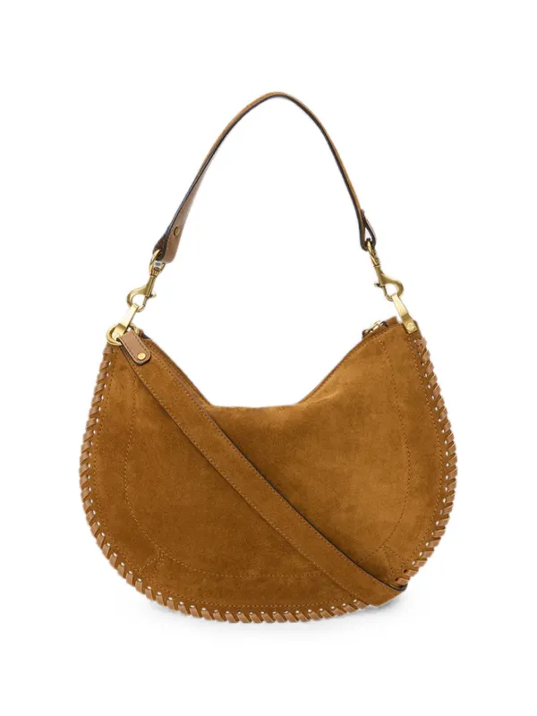 ISABEL MARANT Oskan Soft Zipped Bag In Braided Suede Calfskin