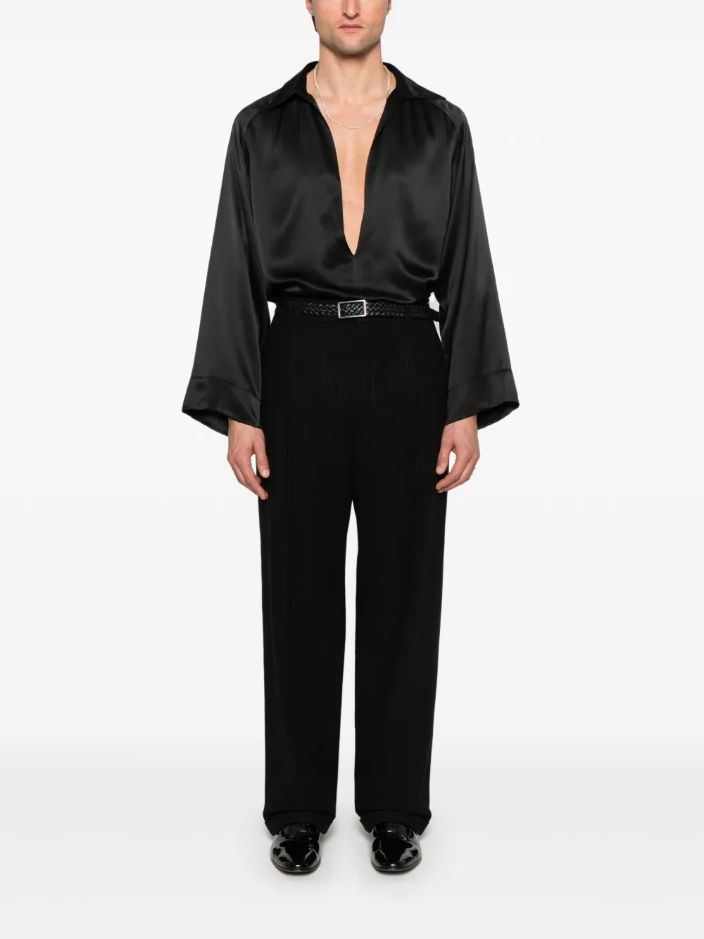 Saint Laurent striped flannel trousers - Zwart