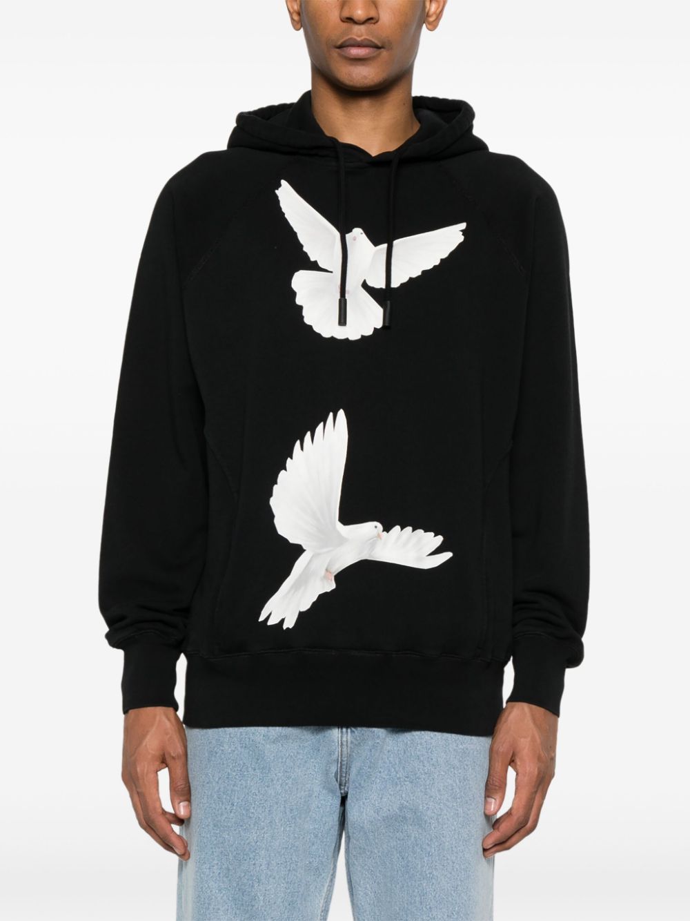 Shop 3paradis Freedom Doves Hoodie In Black