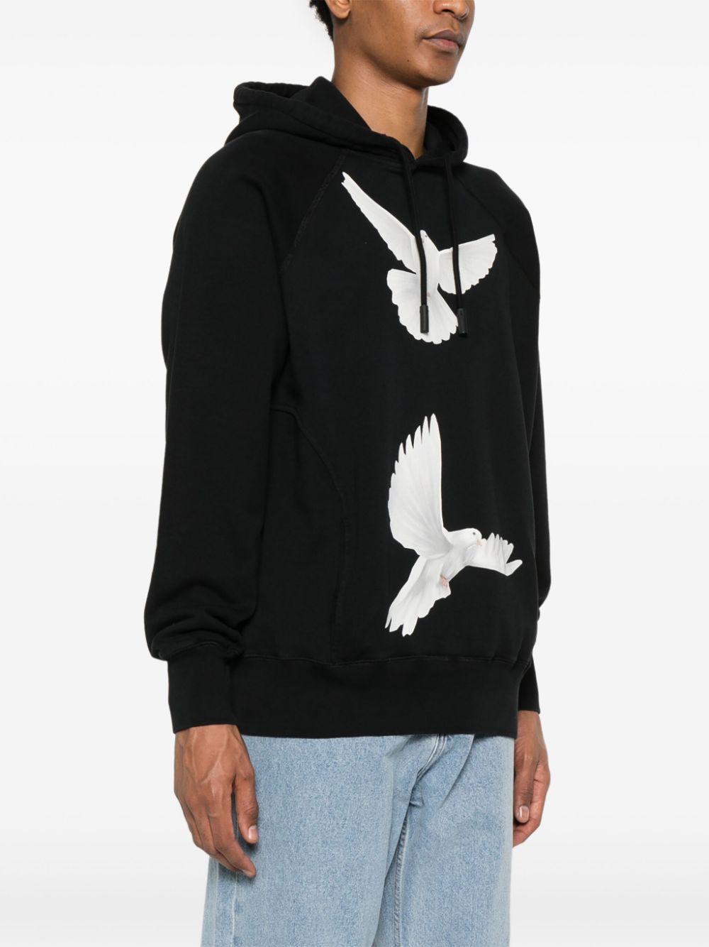 Shop 3paradis Freedom Doves Hoodie In Black