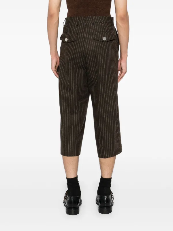 AMI Paris Striped Cropped Trousers Brown FARFETCH PH