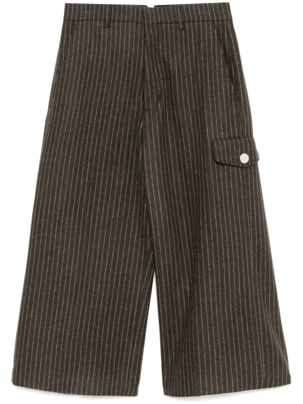 Shop Ami Alexandre Mattiussi Striped Cropped Trouser In Brown