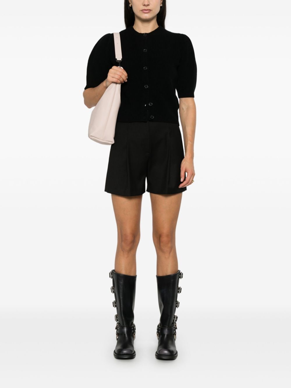 Shop Liu •jo Pleated Shorts In Black