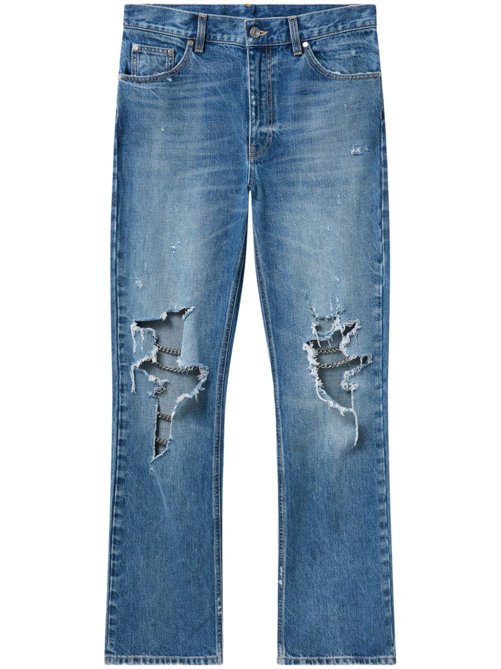 chain-detailing bootcut jeans