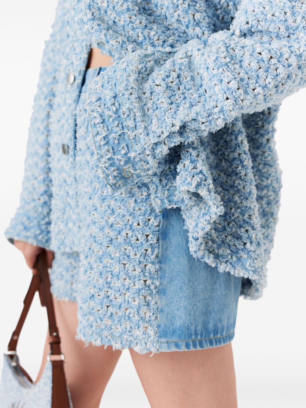 Stella McCartney Denim shorts met textuur Blauw