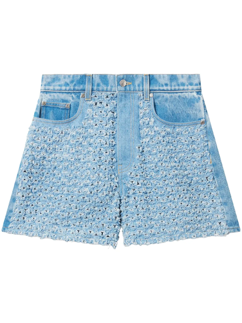 Stella McCartney Denim shorts met textuur Blauw