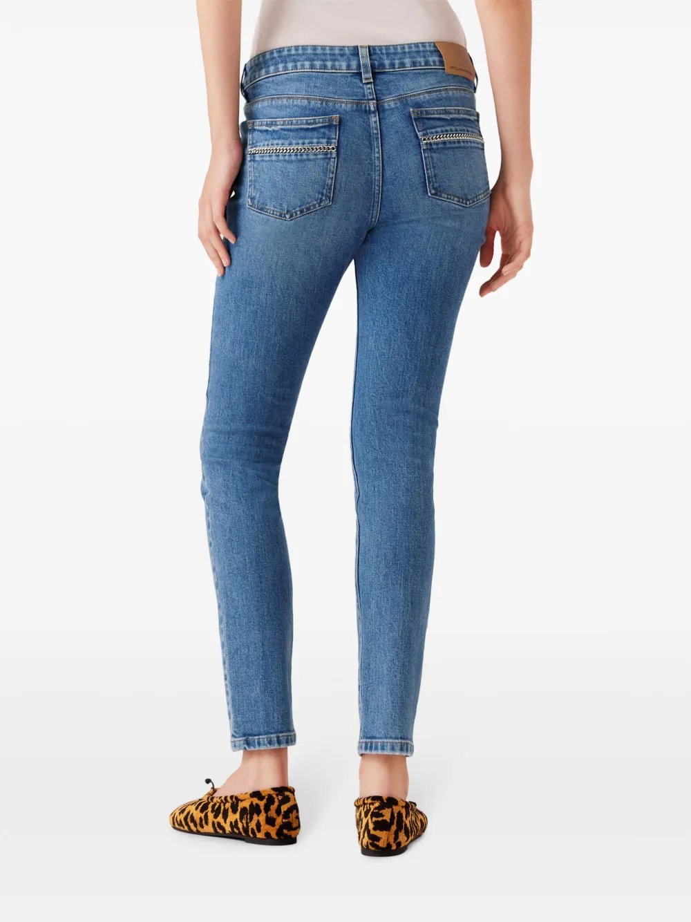 Stella McCartney Skinny jeans met logopatch Blauw
