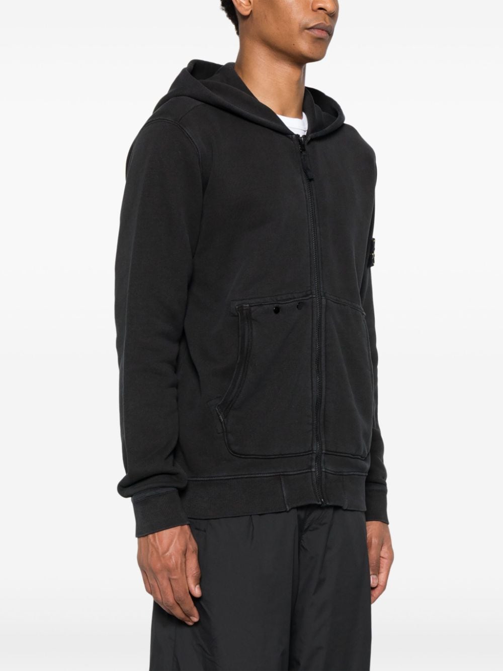 Shop Stone Island Compass-badge Hoodie In Black