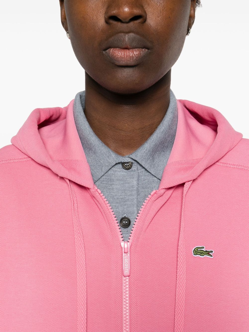 LACOSTE ZIP-UP PIQUÉ HOODIE 