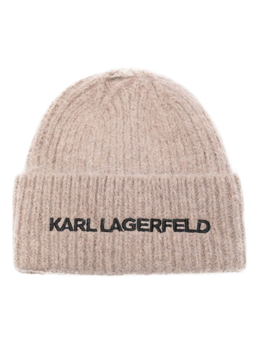 Shop Karl Lagerfeld Embroidered-logo Beanie Hat In Grey