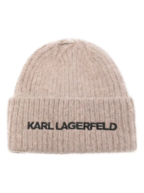 Karl Lagerfeld embroidered-logo beanie hat