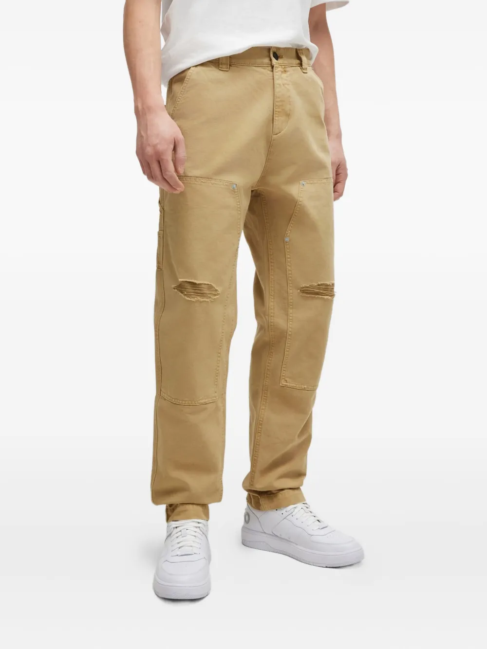 BOSS Cargo gerafelde broek Bruin