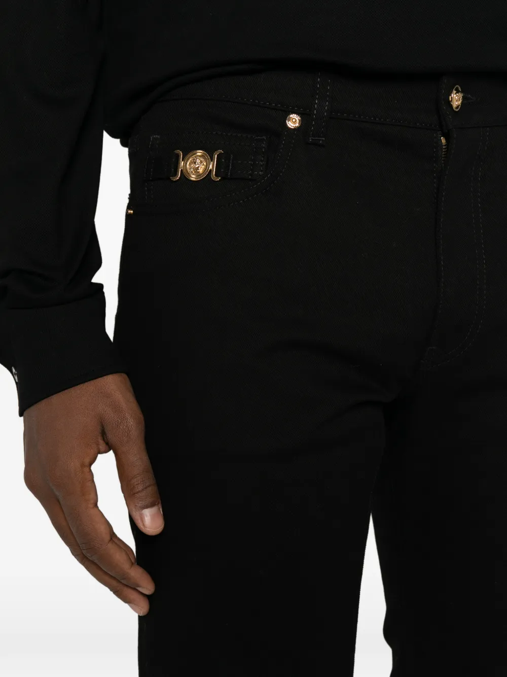 Versace Medusa '95 jeans met logo-plakkaat Zwart