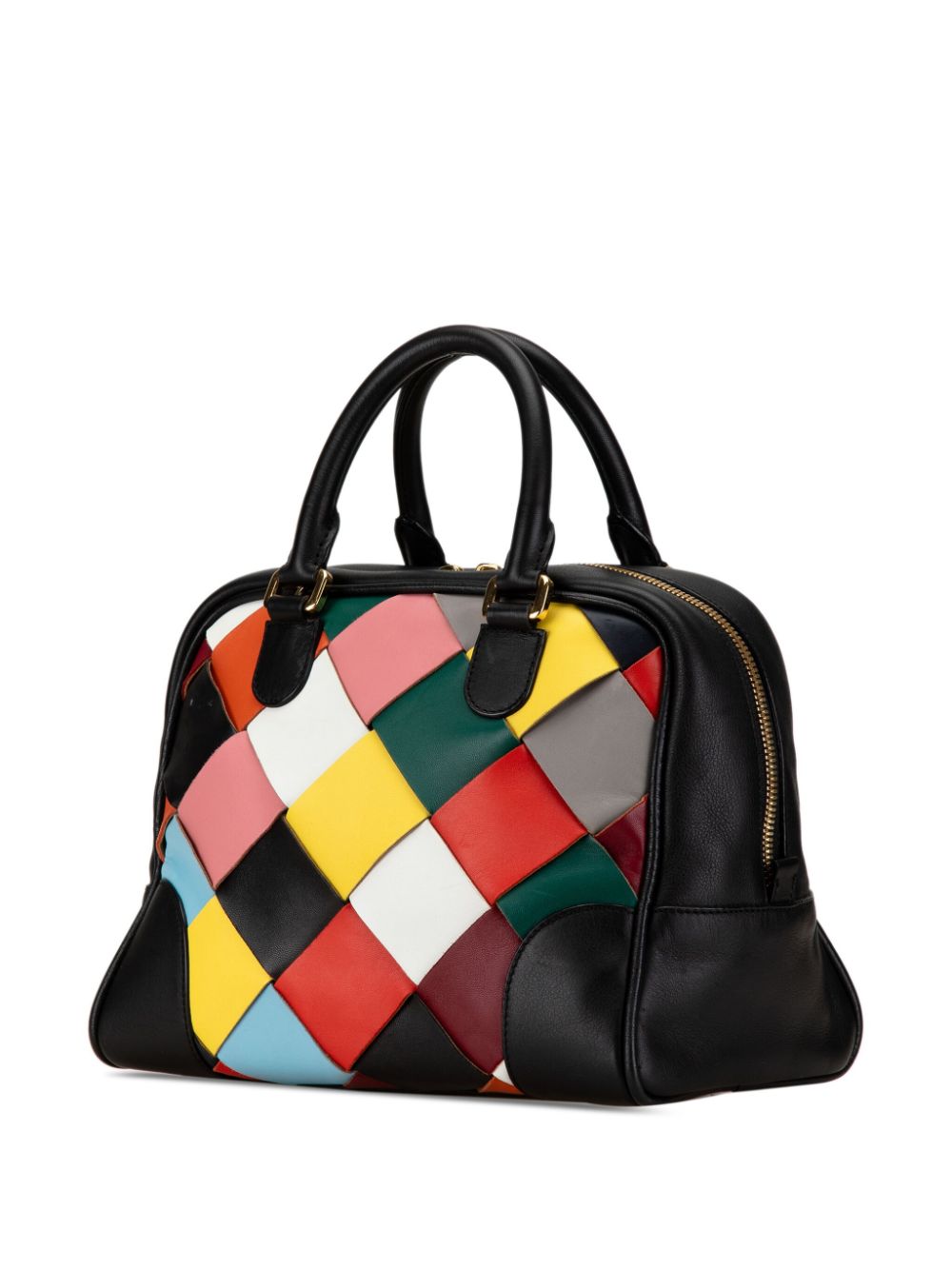 Loewe 2015 Medium Multicolor Woven Leather Amazona 75 satchel Women