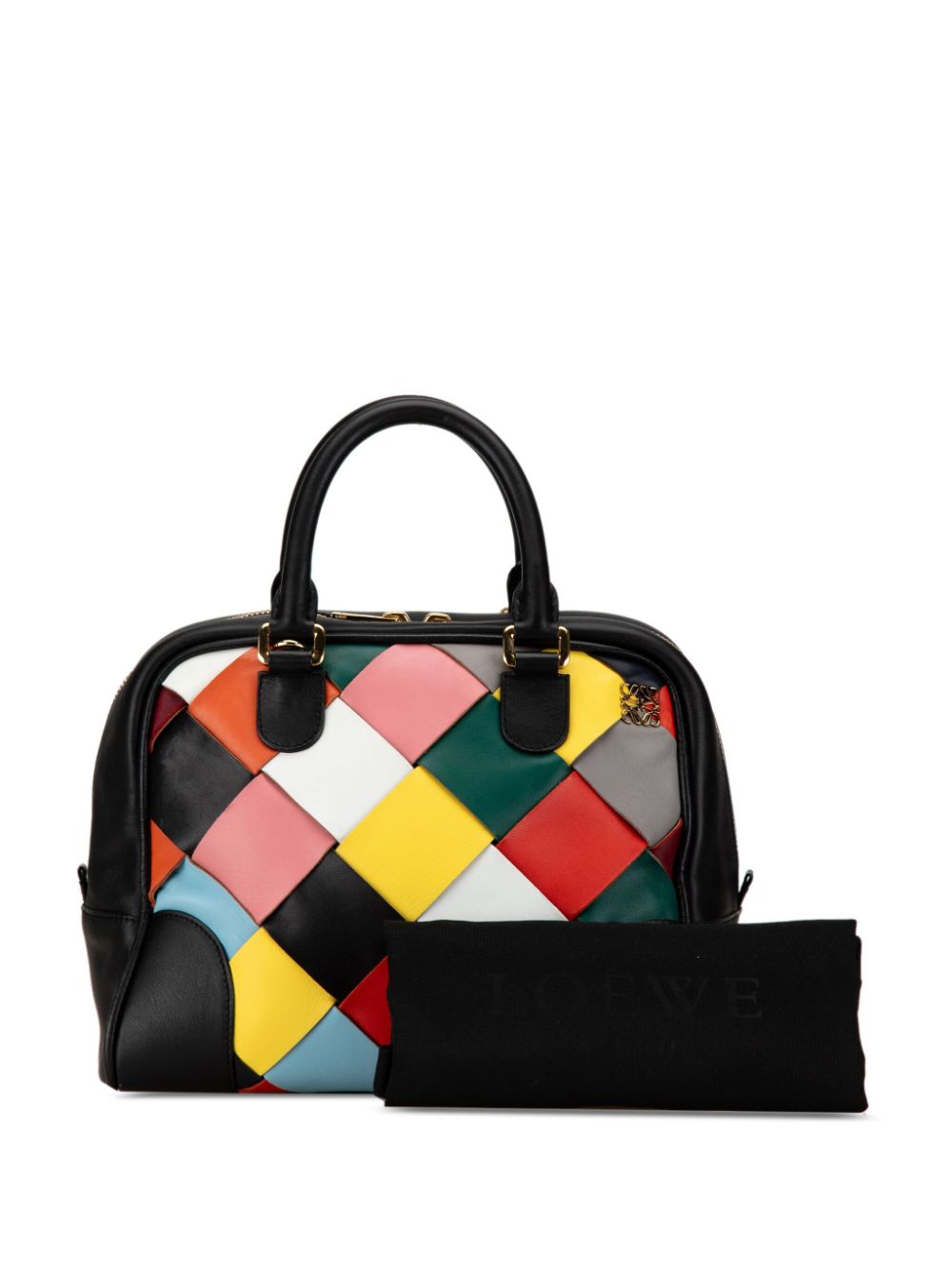 Loewe 2015 Medium Multicolor Woven Leather Amazona 75 satchel Women