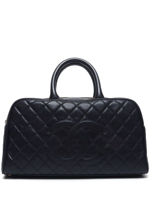 HOT SALE CHANEL 2003-2004 diamond-quilted bowling bag Women