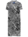 BOSS newspaper-print mesh mini dress - Grey