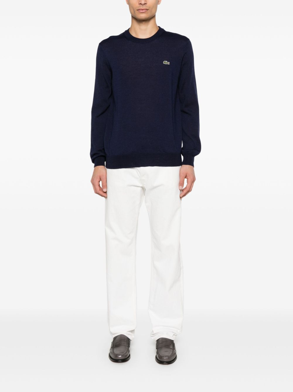 Shop Lacoste Logo-embroidered Sweater In Blau