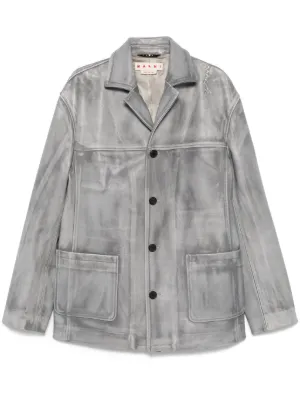 MARNI グレー レザージャケット Marni レザージャケット メンズ通販 - FARFETCH