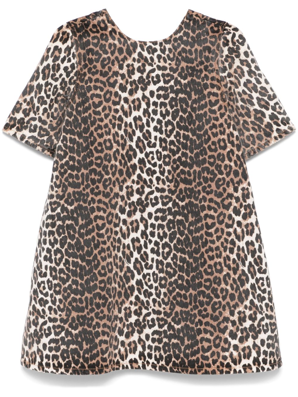 leopard-print denim mini dress