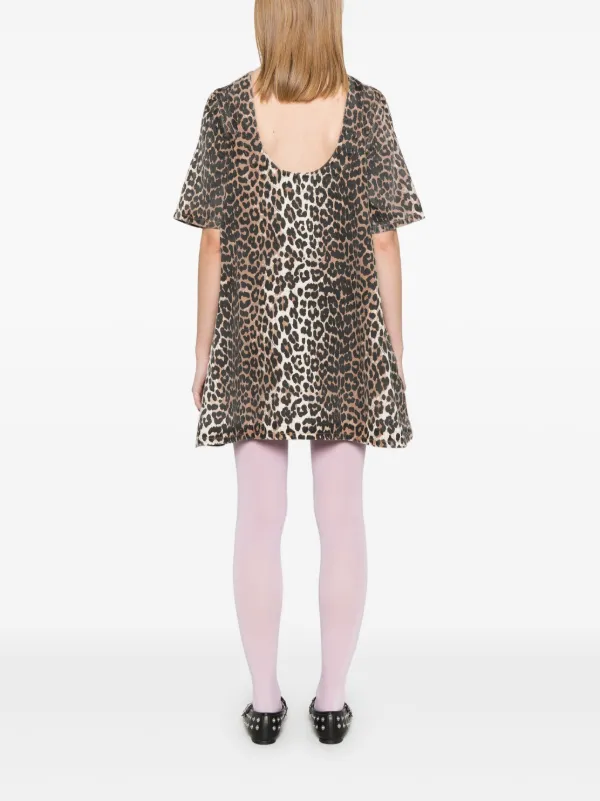GANNI leopard-print Denim Mini Dress | Neutrals | FARFETCH