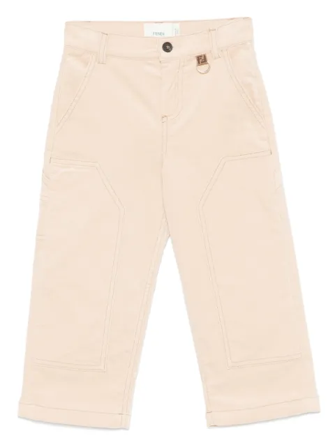 Fendi Kids logo-patch straight trousers 