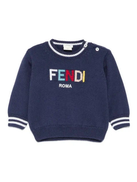 Fendi Kids suéter con logo en intarsia