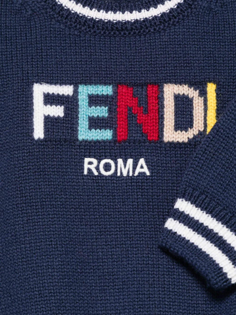 Fendi Kids Trui met intarsia logo Blauw