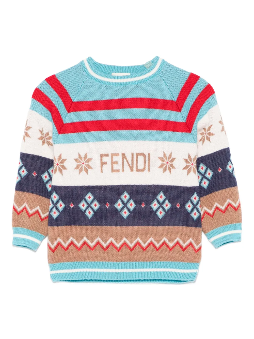 Fendi Kids pull en maille intarsia | bleu | Image 1