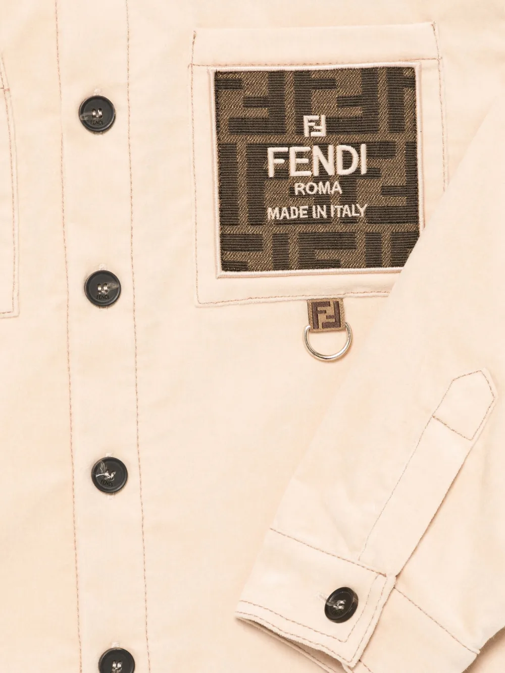 Fendi Kids Shirt met logopatch Beige