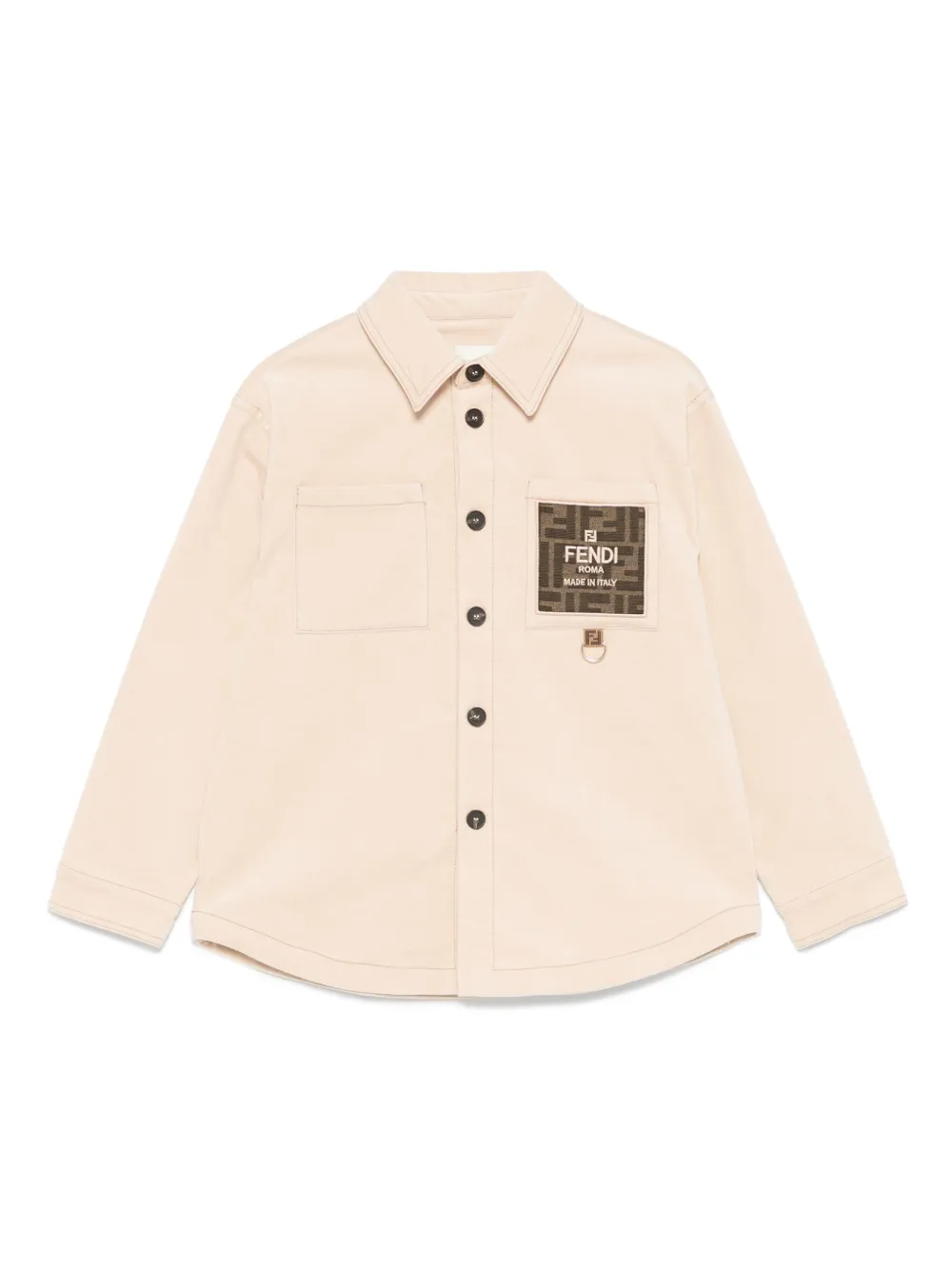 Fendi Kids Shirt met logopatch Beige