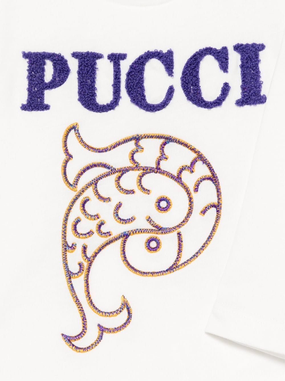 Shop Pucci Junior Embroidered-logo T-shirt In Weiss