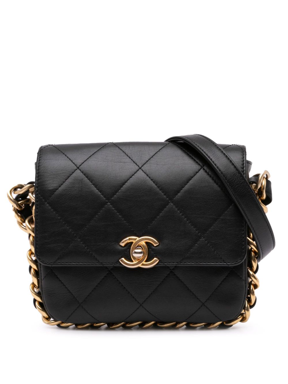 CHANEL 2021-2023 Small Quilted Calfskin Framing Chain Flap crossbody bag Women