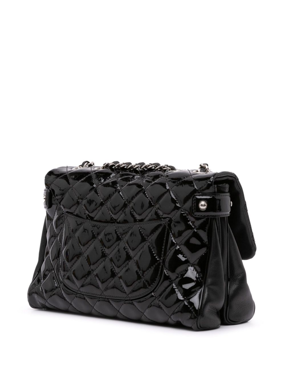 Affordable HOT SALE CHANEL 2016-2017 Large Quilted Patent Double Compartment Flap crossbody bag Women