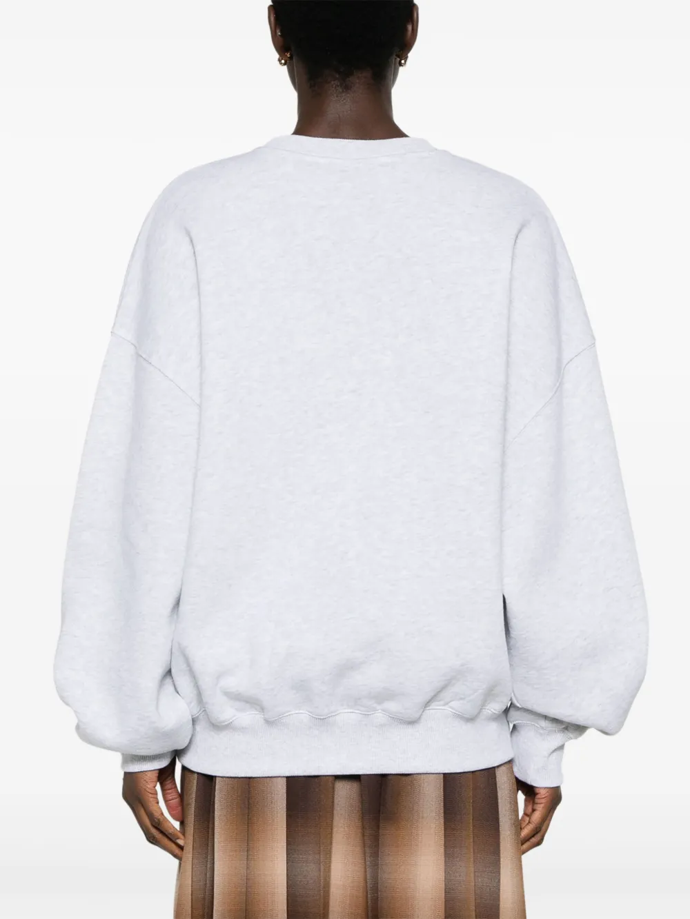 Shop Rotate Birger Christensen Embroidered-logo Crew-neck Sweatshirt In Grey
