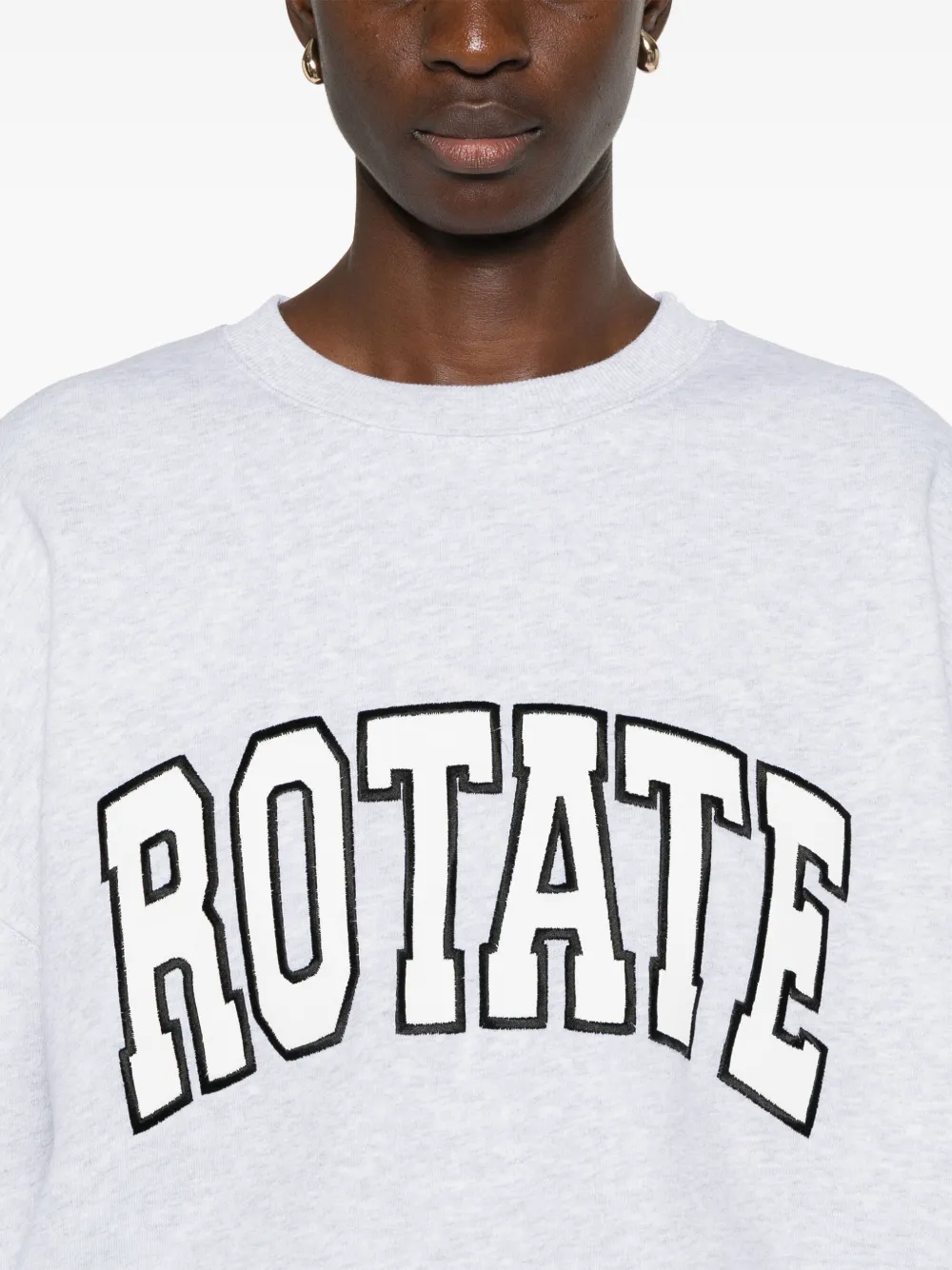 Shop Rotate Birger Christensen Embroidered-logo Crew-neck Sweatshirt In Grey