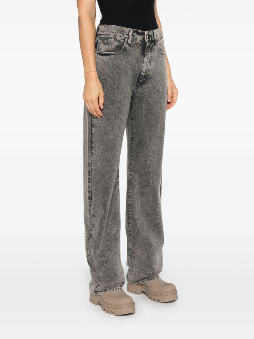 Shop Philippe Model Paris Straight-leg Jeans In Grey