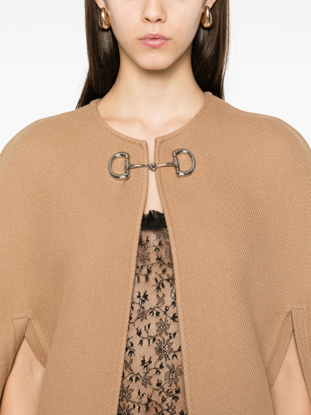 Shop Gucci Horsebit-detail Cape In Neutrals