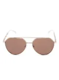 Alexander McQueen Eyewear logo-plaque pilor-frame sunglasses - Gold