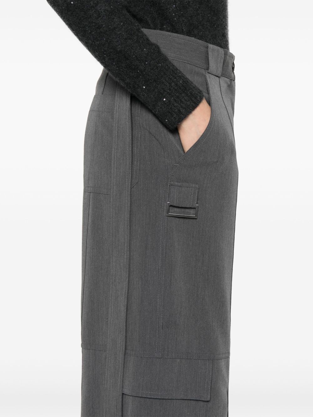 Shop Pinko Wide-leg Cargo Pants In Grey