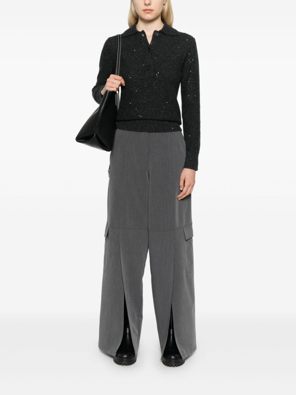 PINKO wide-leg cargo pants - Grijs