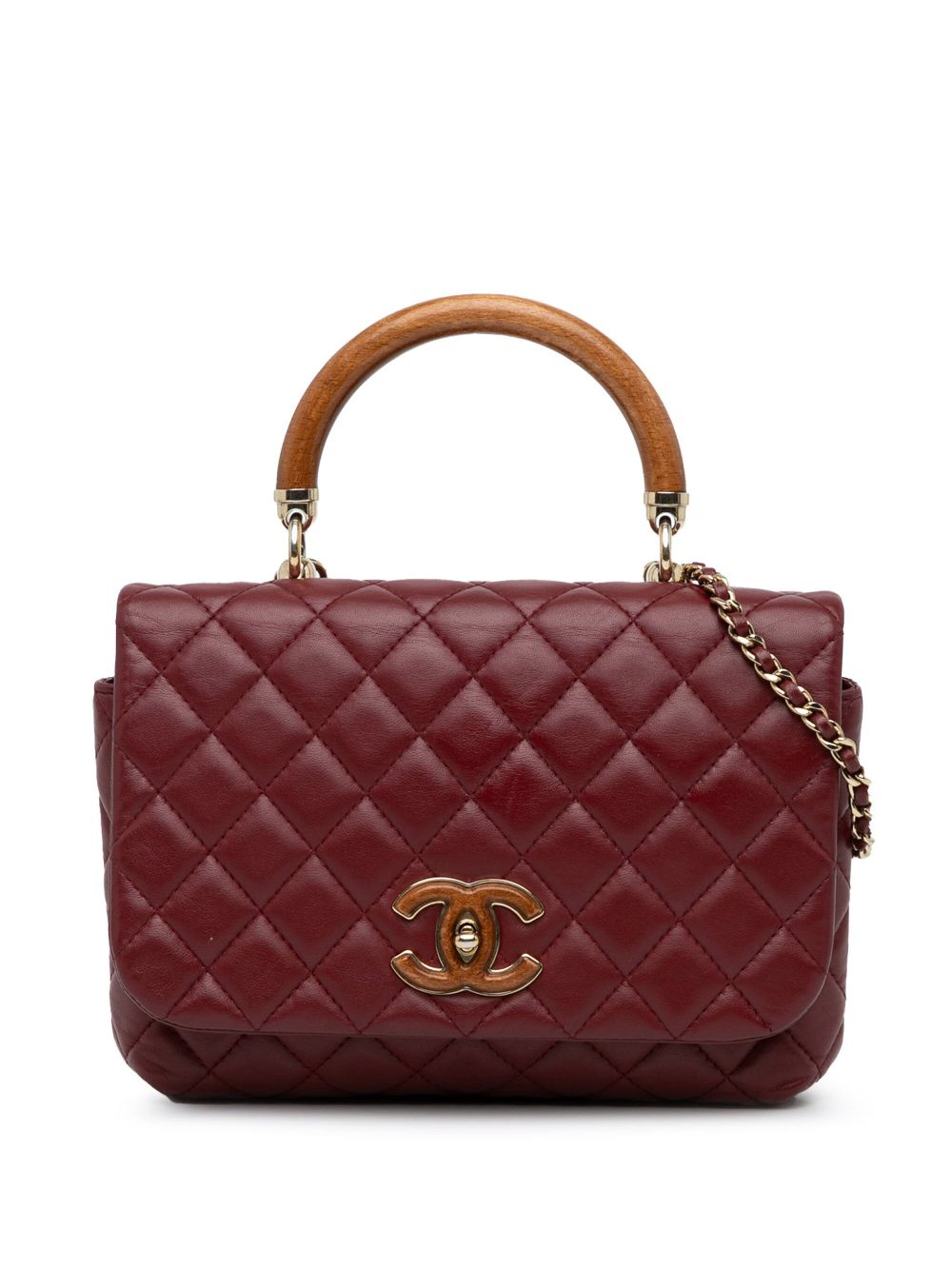 Affordable HOT SALE CHANEL 2018-2019 CC Quilted Lambskin Knock on Wood satchel Women