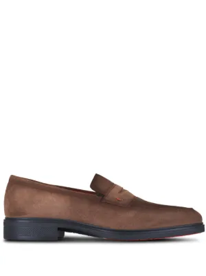Santoni アーモンドトゥ スエードローファー | ブラウン | FARFETCH JP
