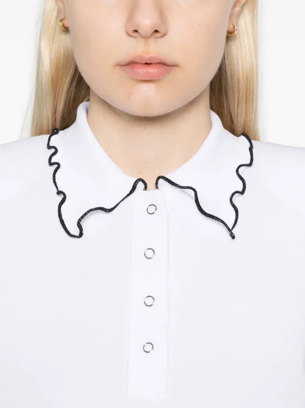 ROTATE BIRGER CHRISTENSEN Ribbed Polo Top | White | FARFETCH GE