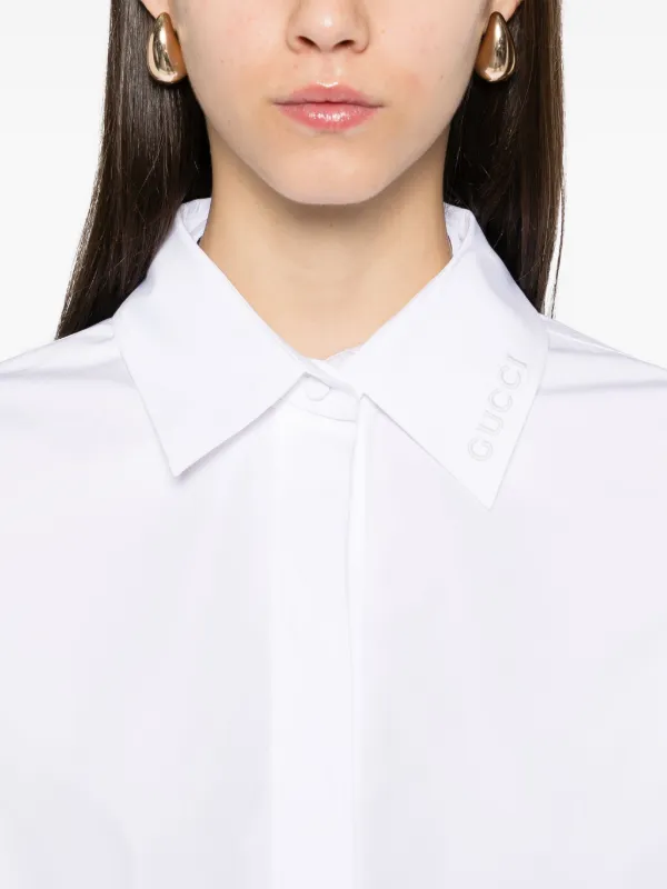 GUCCI】ラッフルトリム コットンポプリンシャツ GUCCI】ラッフルトリム