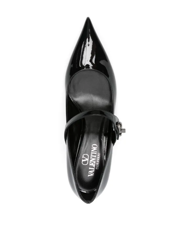 パンプス VALENTINO Black Penny Strap Detail Pumps Patent Rockstud Pumps With Matching Straps And Studs 65 Mm